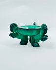 ART DECO MALACHITE GLASS ASHTRAY
