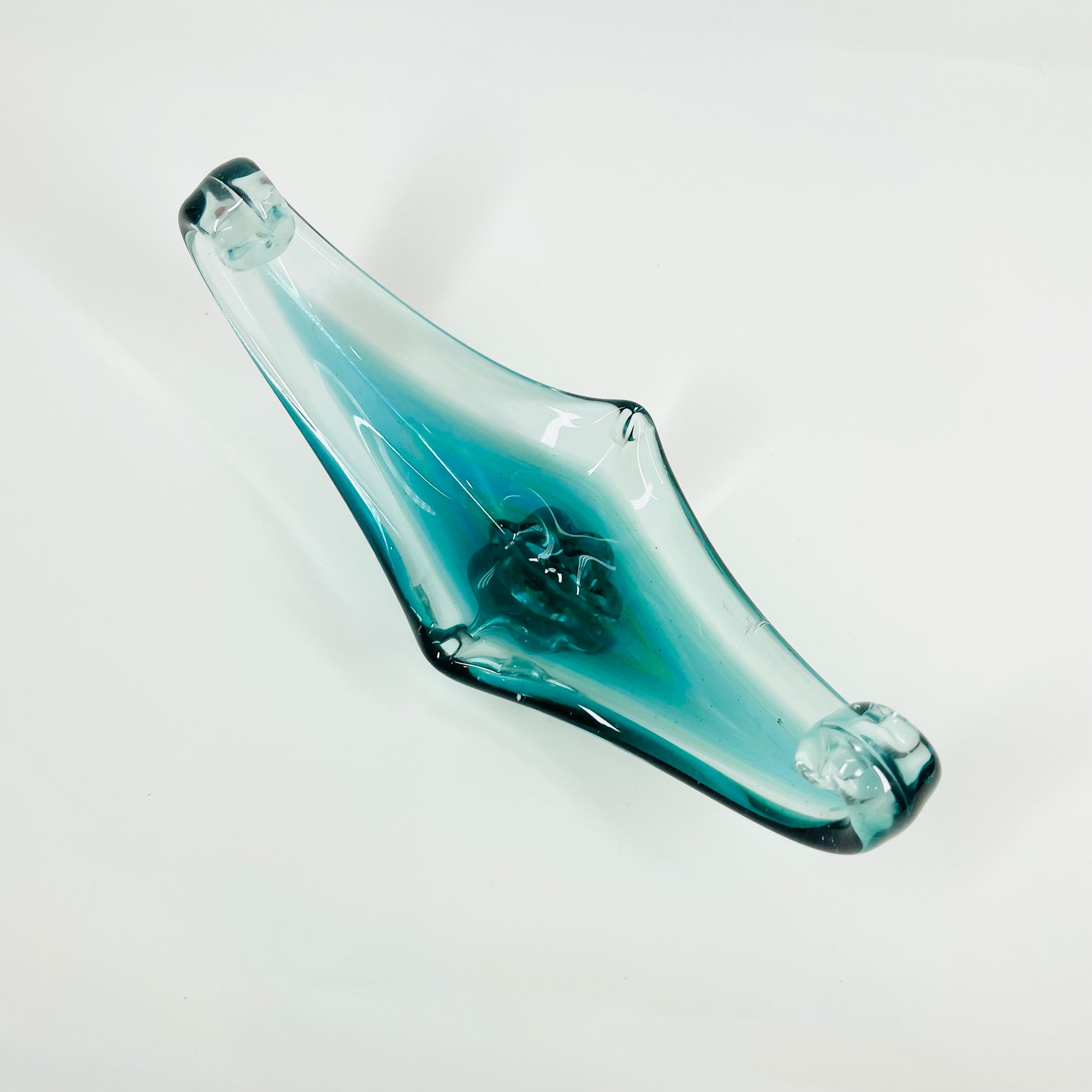 1950s MURANO TURQUOISE BLUE GLASS GONDOLA/ASHTRAY