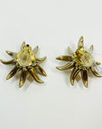 1950s LARGE COSTUME PEARL STARBURST FLOWER CLIP ON EARRINGS