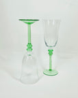 1960s GREEN STEM GLASS GOBLETS