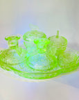 ANTIQUE ART DECO URANIUM GLASS VANITY SET