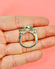 60s MODERNIST SILVER RING WITH BEZEL MOONSTONE