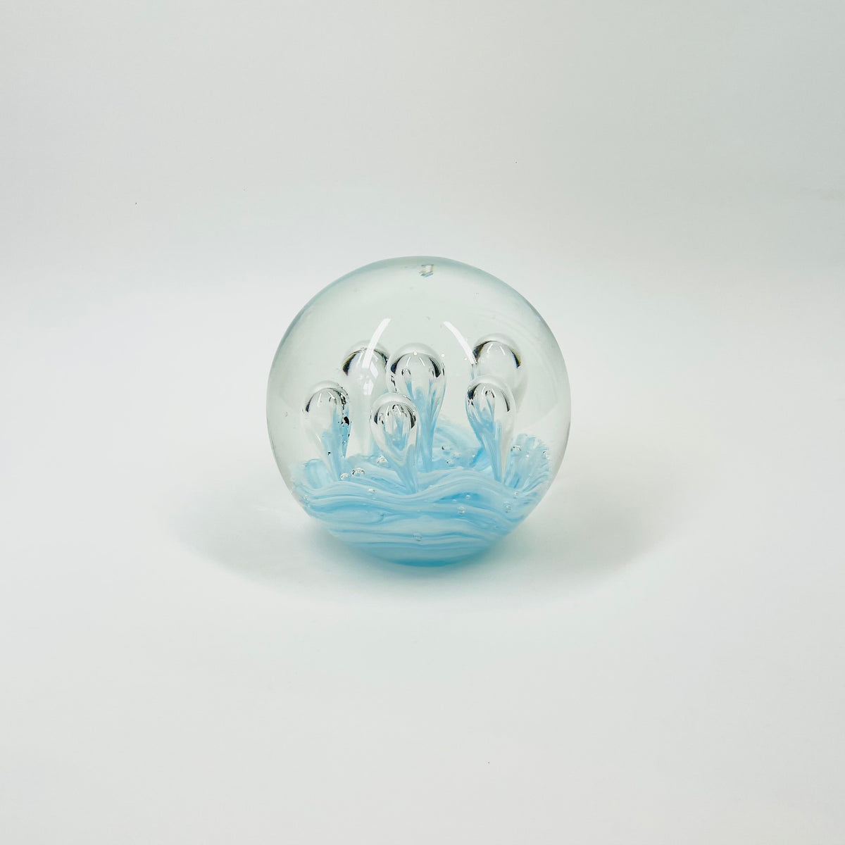 1980s BLUE CONTROLLED BUBBLE PAPERWEIGHT