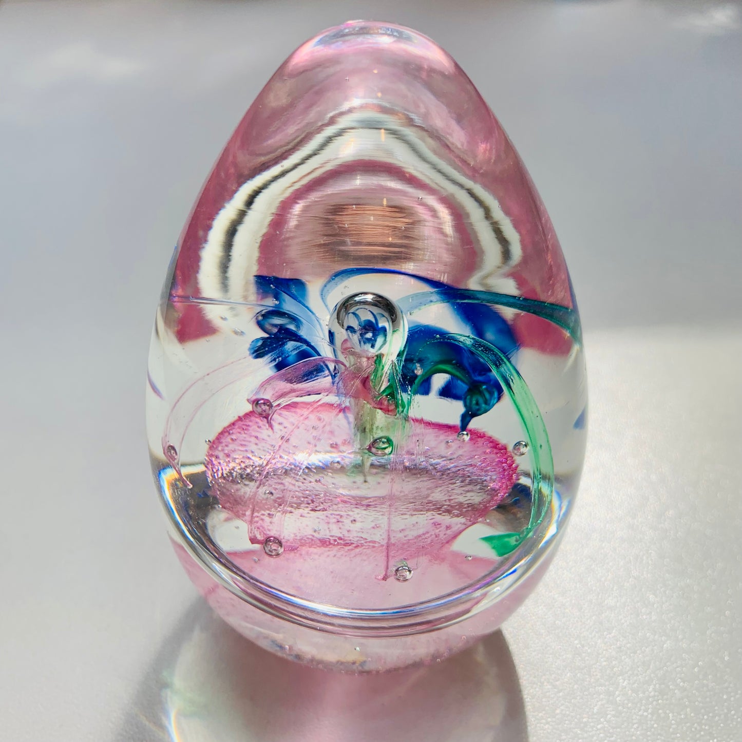 PINK GREEN BLUE ABSTRACT TEARDROP PAPERWEIGHT