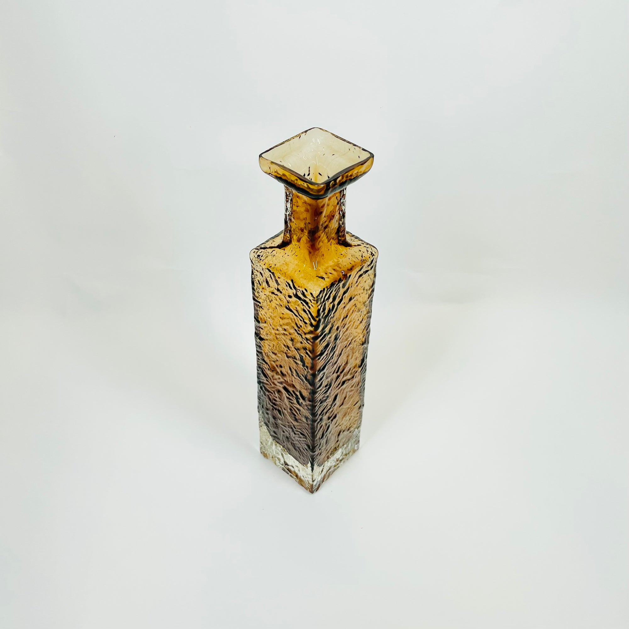 1960s FINNISH BARK GLASS BOTTLE VASE BY KAJ BLOMQIST