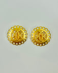 VINTAGE HERMES FANTASIE LOGO BUTTON CLIP ON EARRINGS