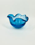 1950s MURANO BLUE GLASS PINCHED BOWL/ASHTRAY WITH CONTROLLED BUBBLES