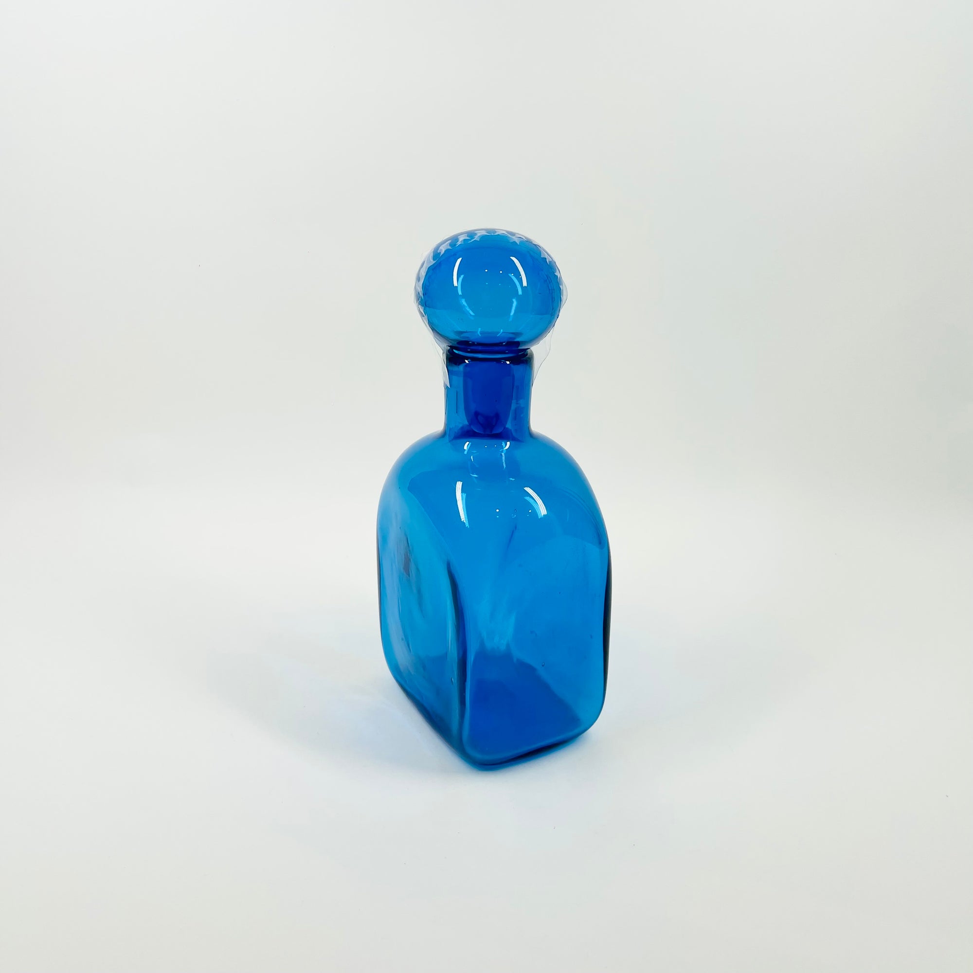 1970s BLENKO KINGFISHER BLUE GLASS DECANTER