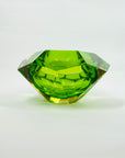1950s GREEN YELLOW MURANO MANDRUZZATO SOMMERSO FACETED GLASS BOWL/ASHTRAY