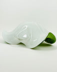 1950s CASED GREEN MURANO GLASS RUFFLE BOWL WITH AVENTURRINE & CONTROLLED BUBBLES