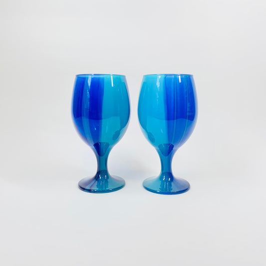 HAND PAINTED BLUE WINE GLASSES