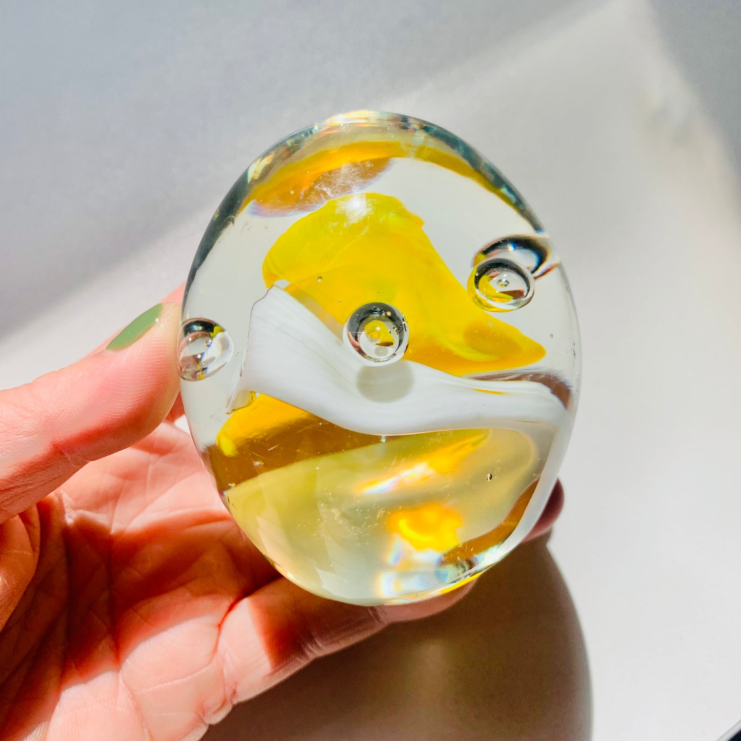 YELLOW SPACE AGE PAPERWEIGHT