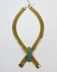 1970s CORO TURQUOISE KNOT LARIAT NECKLACE