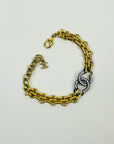 2020 LIMITED EDITION CHANEL CC TWO TONE DIAMANTE LOGO MESH CHAIN BRACELET