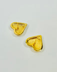 2023 LIMITED EDITION CHANEL CC BLACK ENAMEL TEXTURED LOGO HEARTS PIERCED EARRINGS