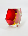 1950s RED RUBY GOLD MURANO MANDRUZZATO SOMMERSO FACETED GLASS HEXAGON BOWL