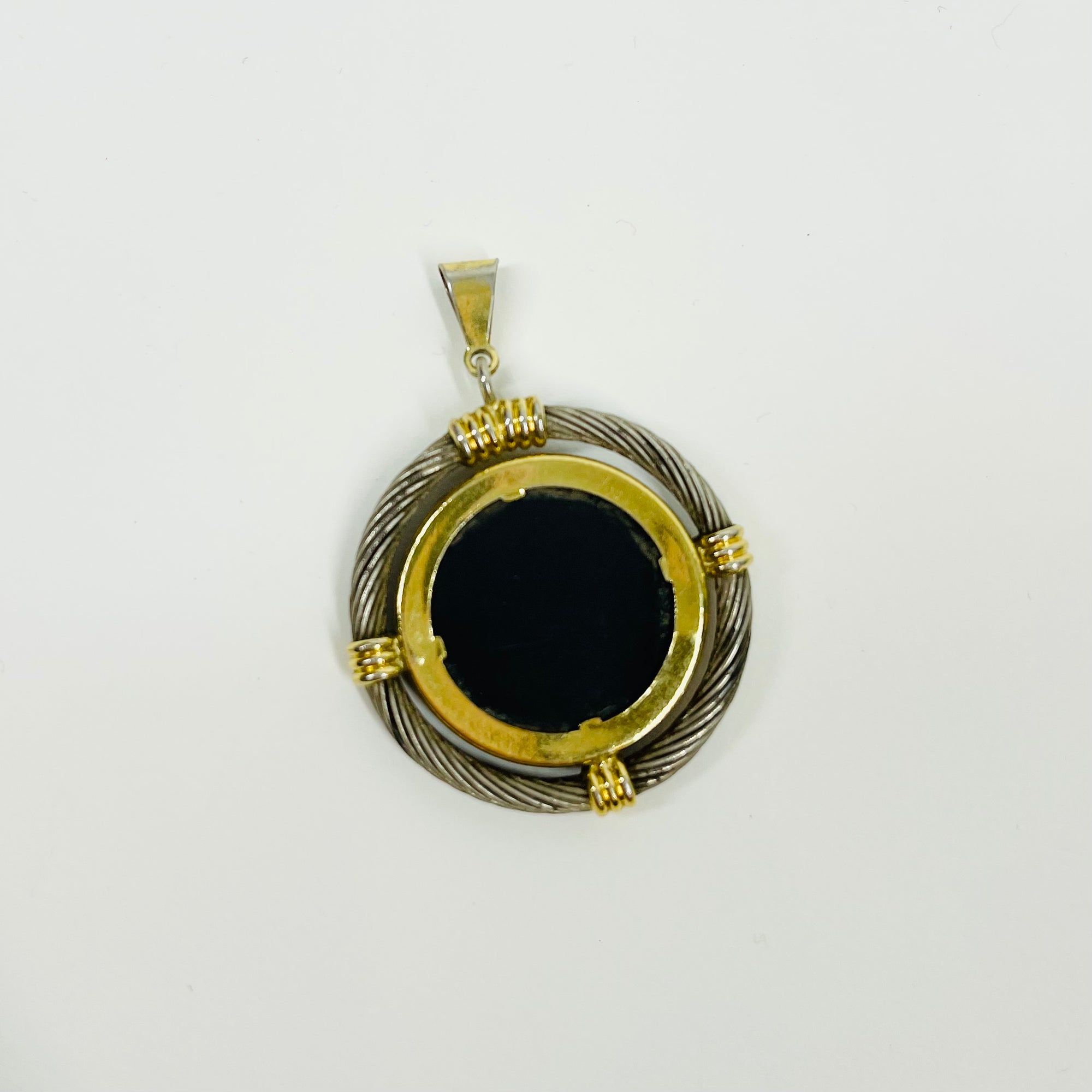 1920s CINER BLACK GLASS CAMEO OF ALEXANDER THE GREAT PENDANT