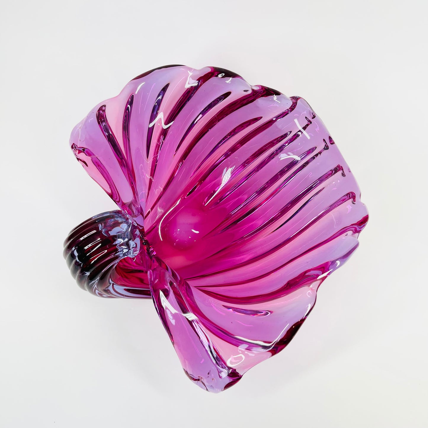 1950s PINK PURPLE MURANO NEODYMIUM GLASS SHELL BOWl