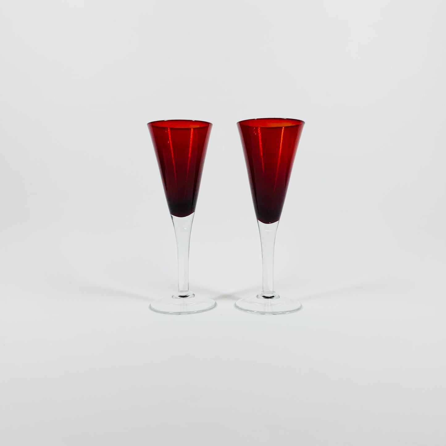 50s CONICAL RUBY SHOT GLASSES