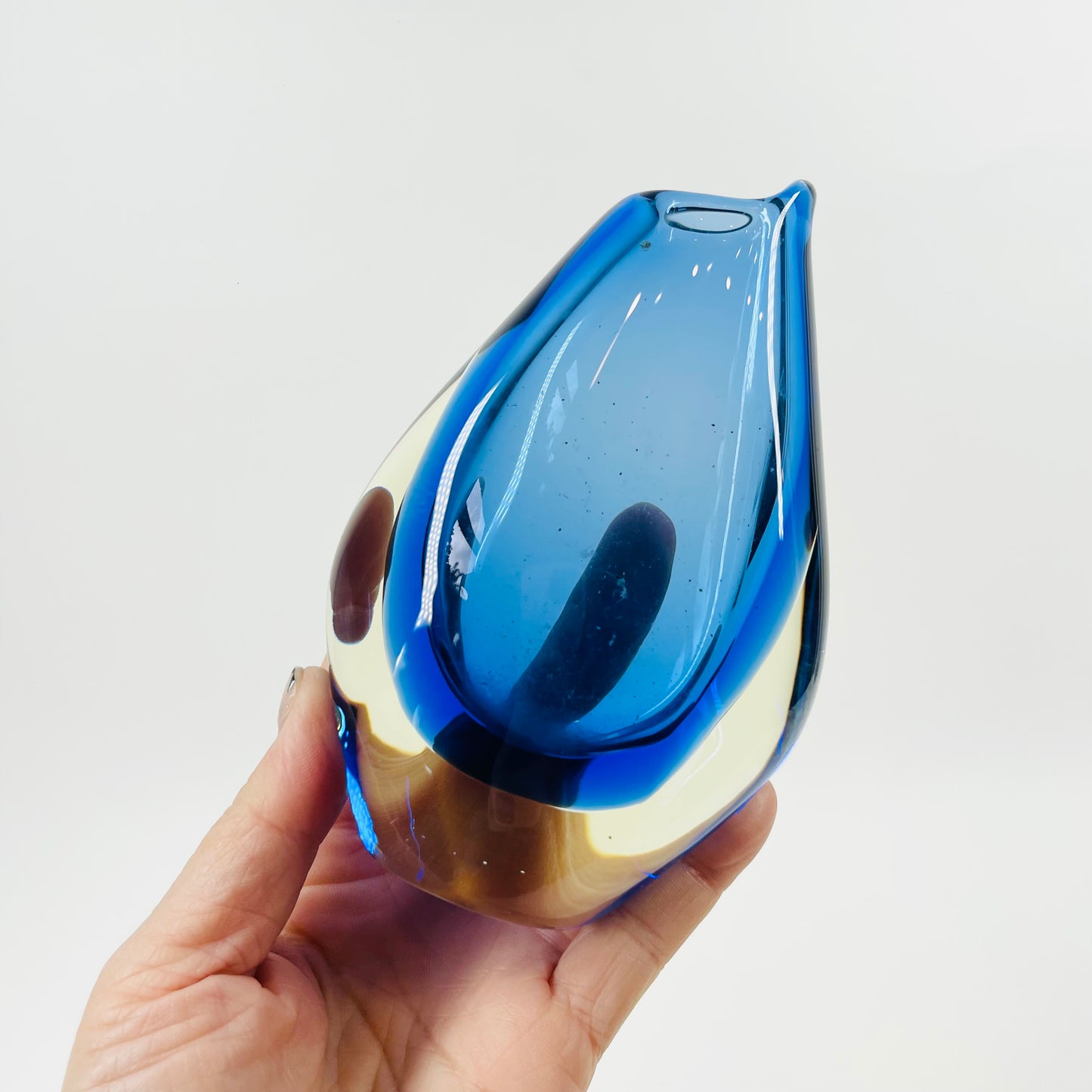 1950s MURANO BLUE SOMMERSO GLASS SHARK TOOTH BABY VASE