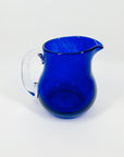 1980s MOUTH BLOWN COBALT BLUE SPATTER GLASS JUG