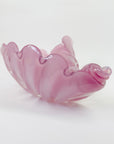 1950s PINK MURANO OPALINE GLASS SHELL BOWL WITH PEARL