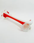 1970s JAPANESE CASED WHITE ORANGE RED RUFFLE GLASS VASE