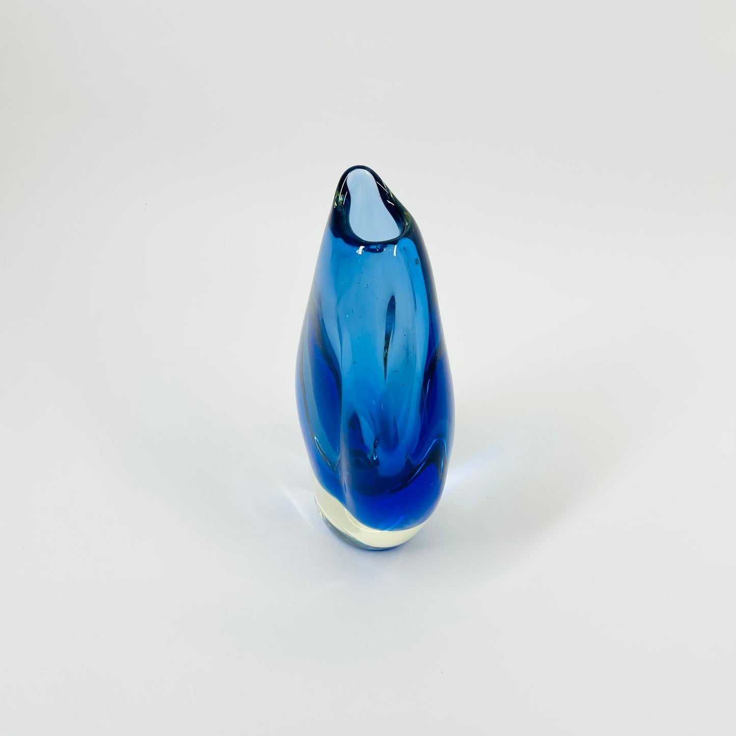 1950s MURANO BLUE SOMMERSO GLASS SHARK TOOTH BABY VASE