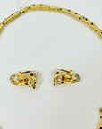 1980s ATWELL & SON DOUBLE PANTHERE STATEMENT NECKLACE SUITE