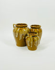 1970s JAPANESE AMBER BROWN OMBRE GLAZE MINI IKEBANA VASE
