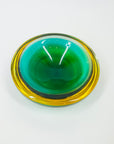 1940s GREEN GOLD AMBER MURANO FLAVIO POLI SOMMERSO GLASS MINI BOWL