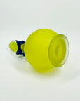 1980s MOUTH BLOWN YELLOW SATIN ART GLASS VASE/BOTTLE