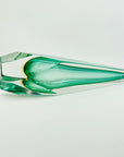 1980s TURQUOISE YELLOW SOMMERSO GLASS HEXAGON MANDRUZZATO VASE