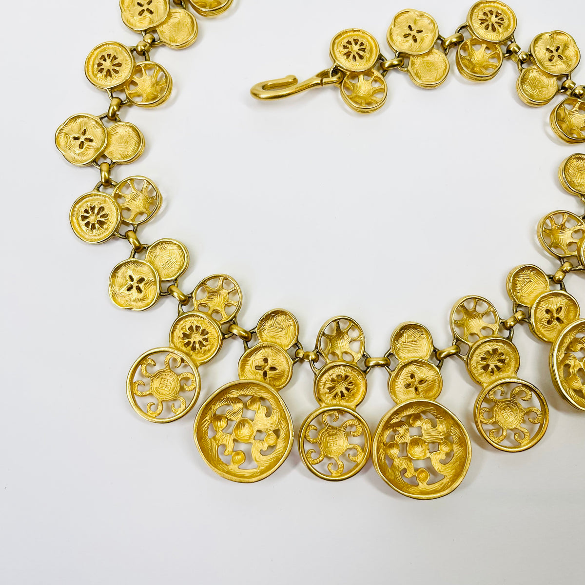 1980s GIVENCY ESTRUCAN STYLE MEDALLION LAYERED CHARMS NECKLACE