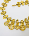 1980s GIVENCY ESTRUCAN STYLE MEDALLION LAYERED CHARMS NECKLACE