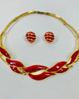 70s BARCS RED ENAMEL NECKLACE SUITE
