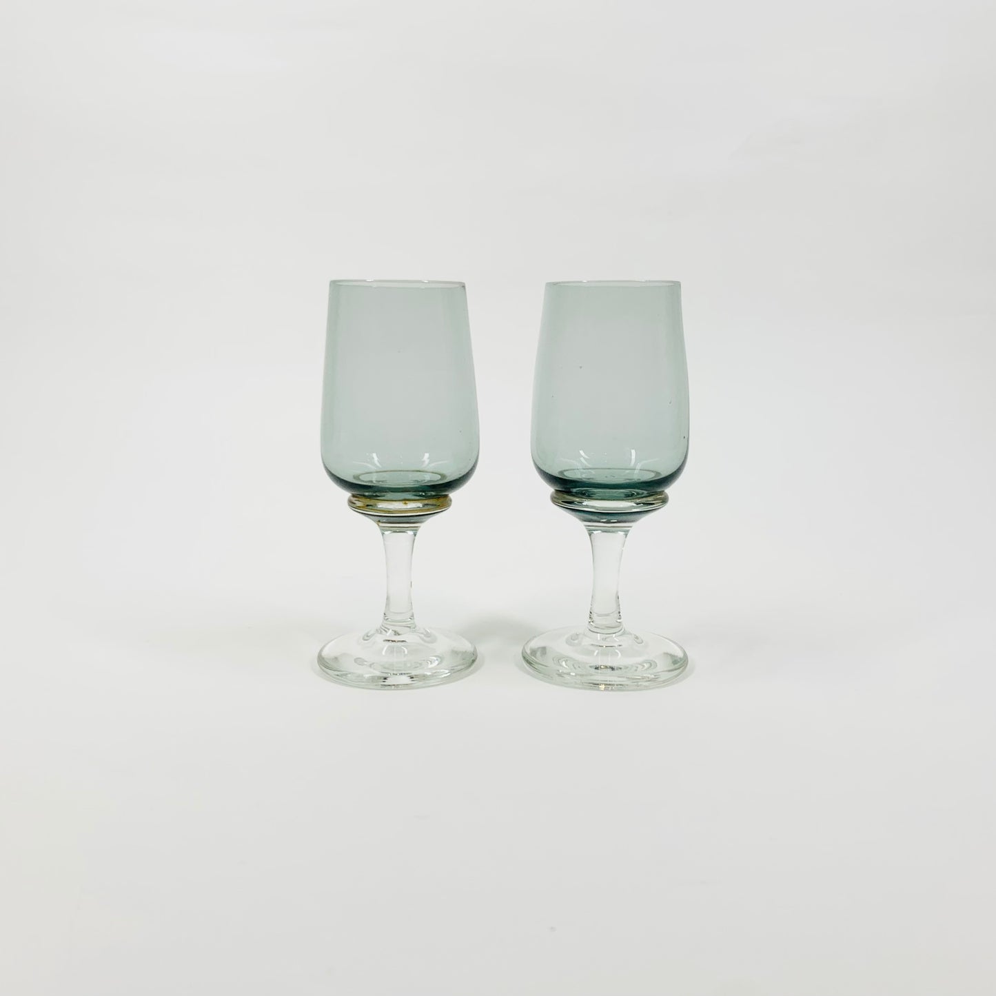 1950s POLISH GREY GLASSES WITH CLEAR STEMS