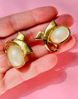 1980s BOW KNOT PEARL CLIP ON EARRINGS
