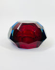 1950s MURANO MANDRUZZATO HARLEQUIN SOMMERSO DIAMOND FACETED GLASS BOWL
