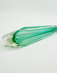 1980s TURQUOISE YELLOW SOMMERSO GLASS HEXAGON MANDRUZZATO VASE