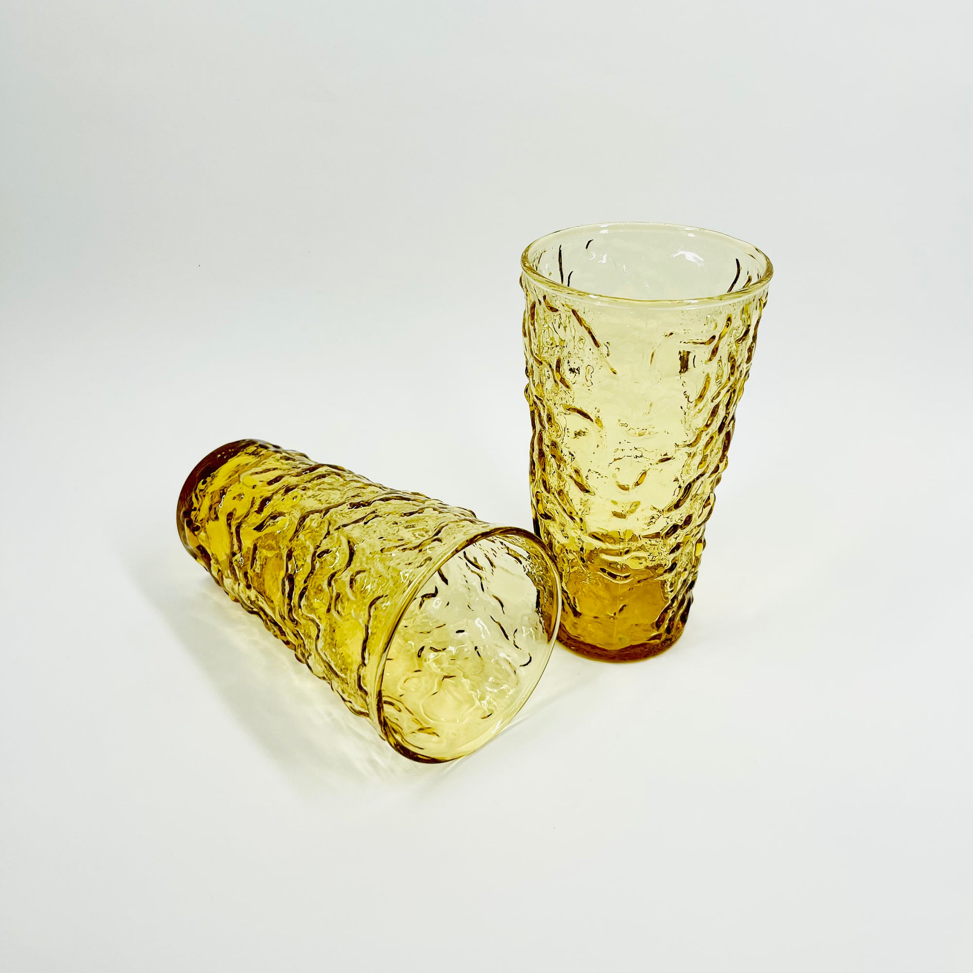 1970s ITALIAN AMBER BARK GLASSES
