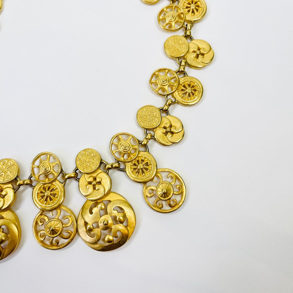 1980s GIVENCY ESTRUCAN STYLE MEDALLION LAYERED CHARMS NECKLACE