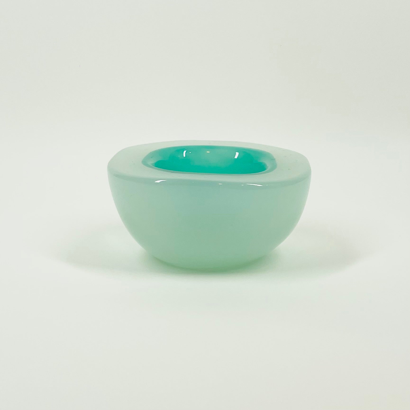 1950s CASED TURQUOISE BLUE MURANO GEODE GLASS MINI BOWL