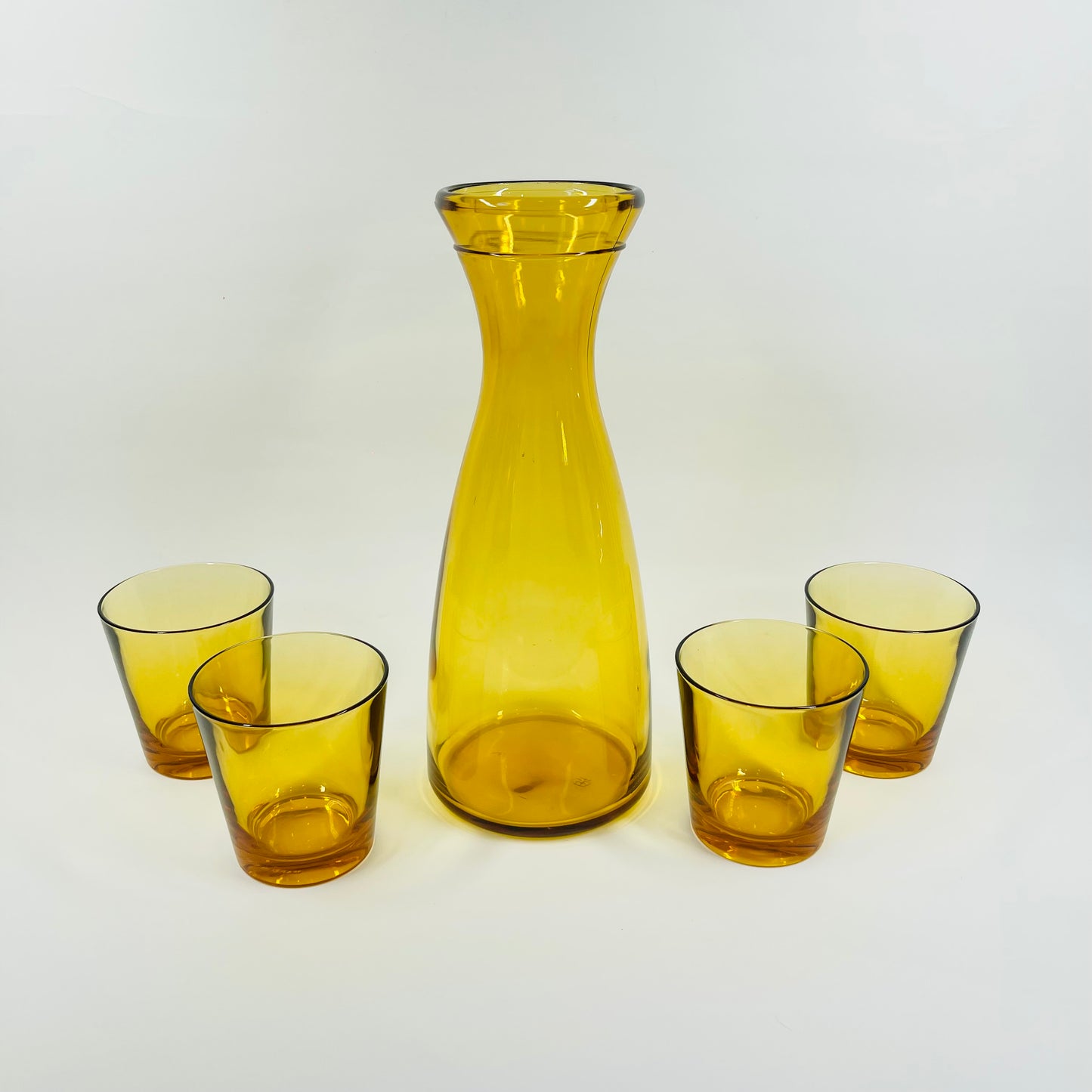 1970s ITALIAN AMBER GLASS SET