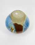 1980s AUSTRALIAN BLUE BROWN GLAZED POTTERY AMPHORA VASE