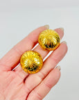1980s HERMES ETCHED ATLAS BUTTON CLIP ON EARRINGS