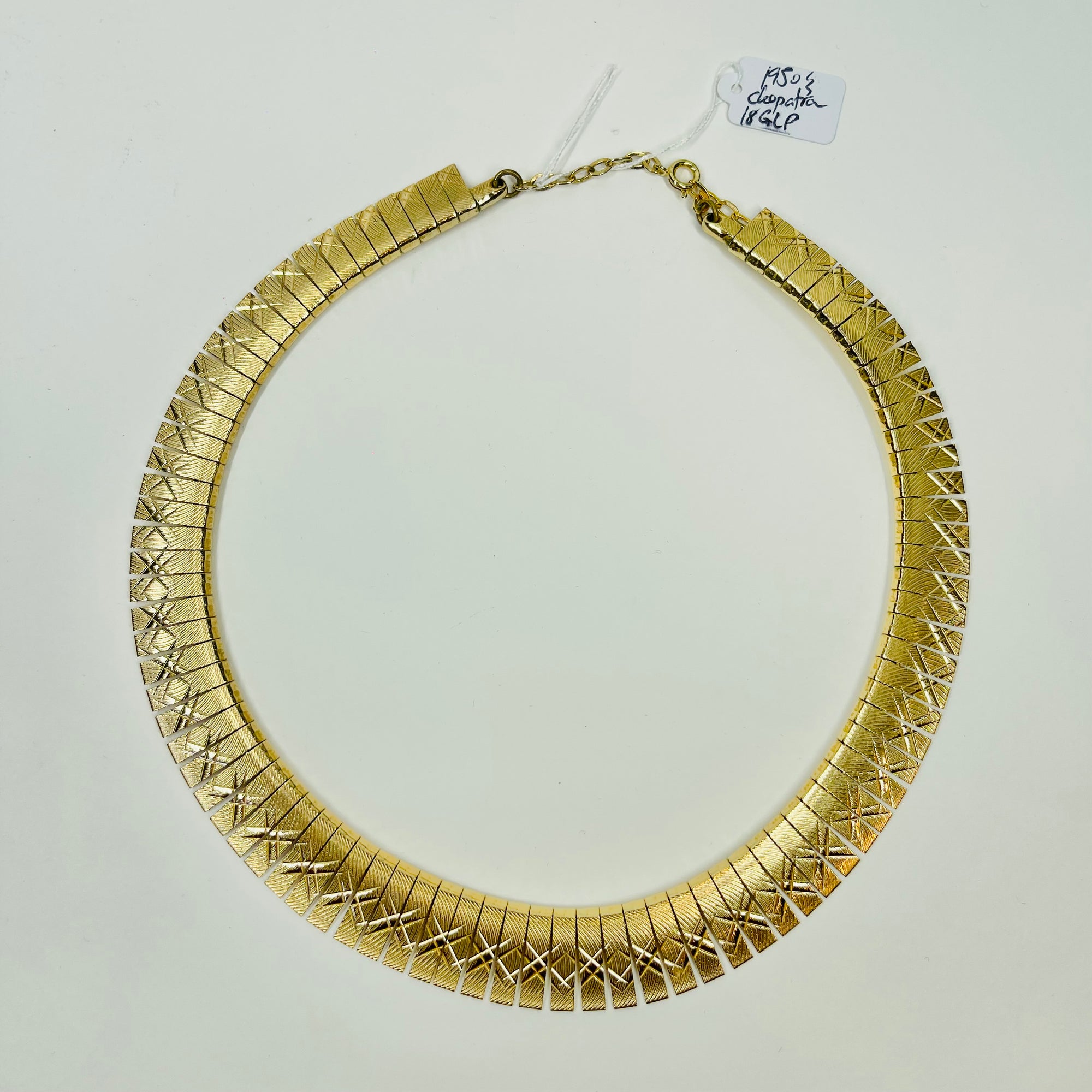 1950s CORO ROSE TEXTURED ETCHED X CLEOPATRA NECKLACE