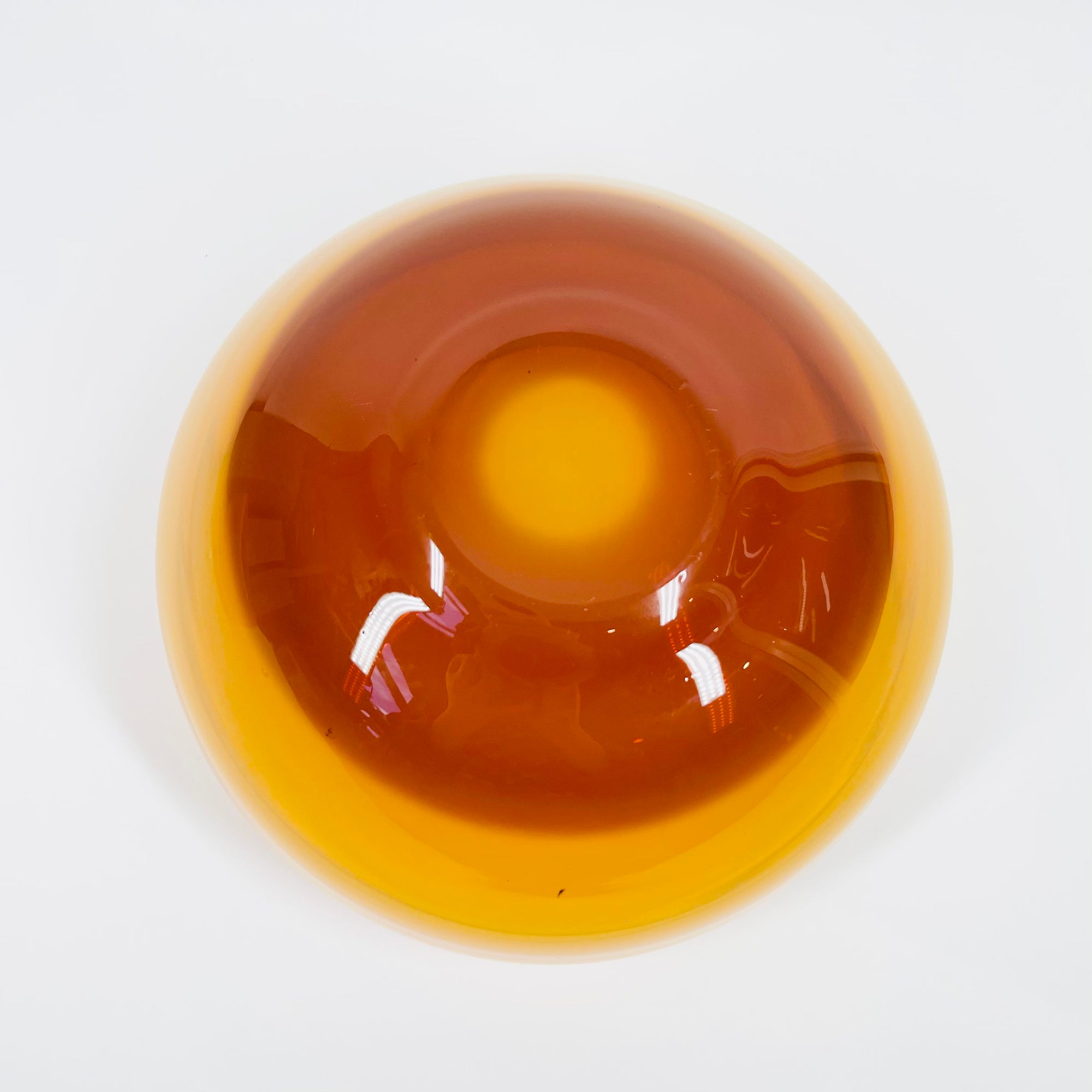 1960s ORANGE OPALESCENT GLASS BOWL BY ERIK HOGLUND FOR BODA