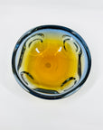 1960s MURANO BLUE AMBER SOMMERSO GLASS PINCHED BOWL/ASHTRAY