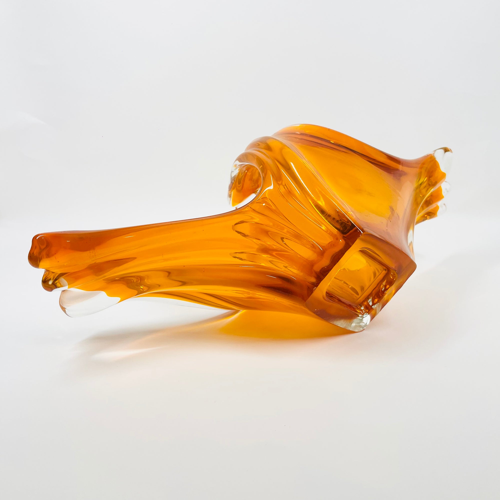 1970s JAPANESE ORANGE FLAME BASKET/BOWL/VASE